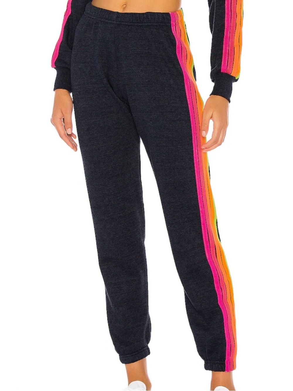 AVIATOR NATION Classic Charcoal Gray Side Stripes Sweatpants
